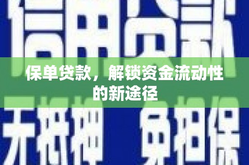 平谷保单贷款，解锁资金流动性的新途径
