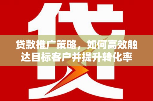 勐海贷款推广策略，如何高效触达目标客户并提升转化率
