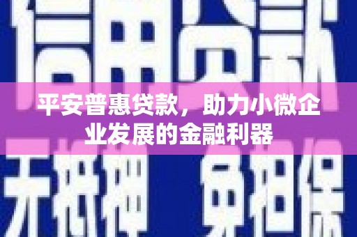 坦洲平安普惠贷款，助力小微企业发展的金融利器