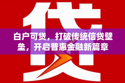 邕宁白户可贷，打破传统信贷壁垒，开启普惠金融新篇章
